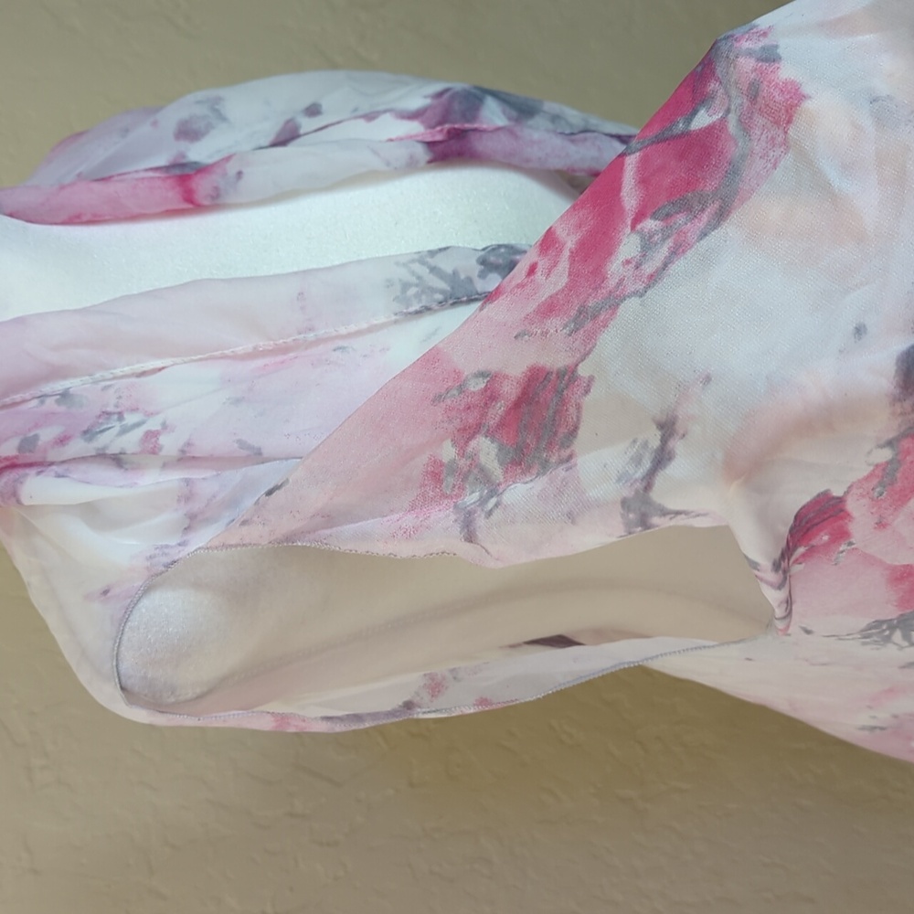 Accents by Lavello White Pink Semi-Sheer Chiffon Convertible Vest One Size - Picture 6 of 8